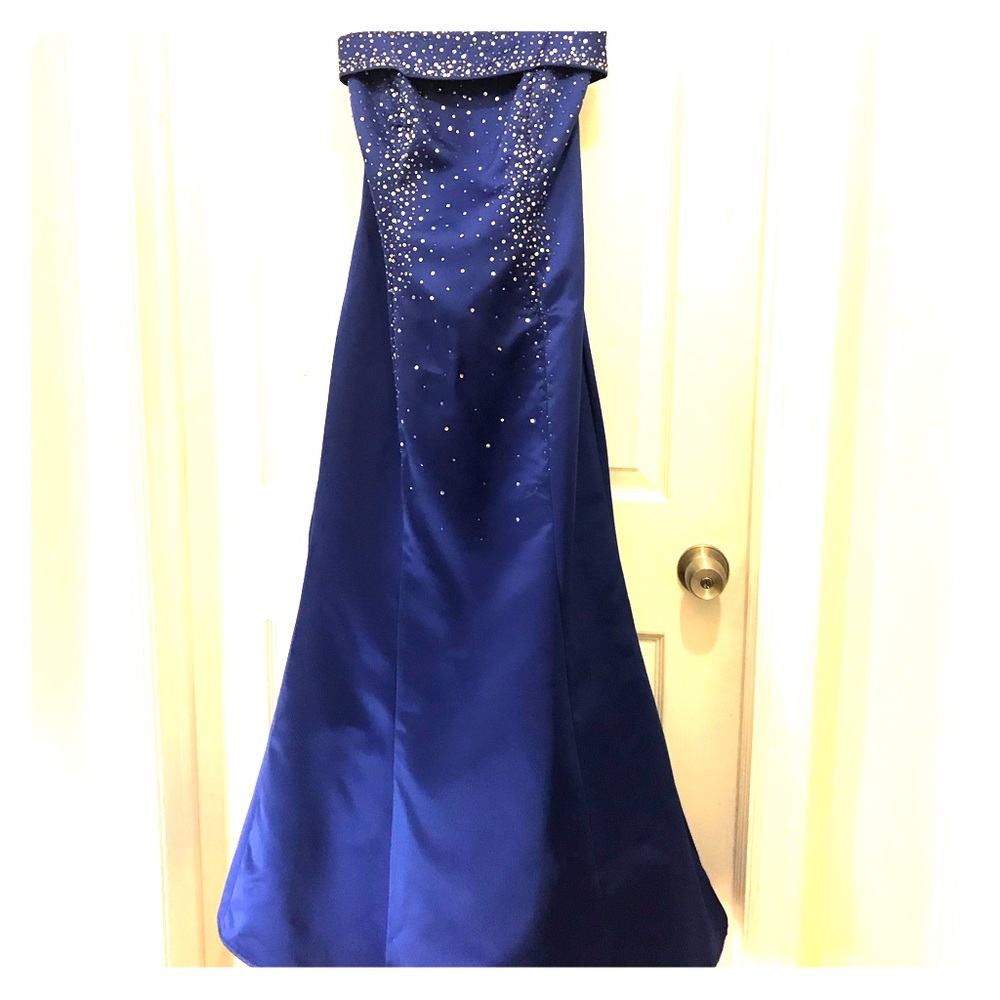 Zum Zum Size 5 Strapless Blue Satin Dress